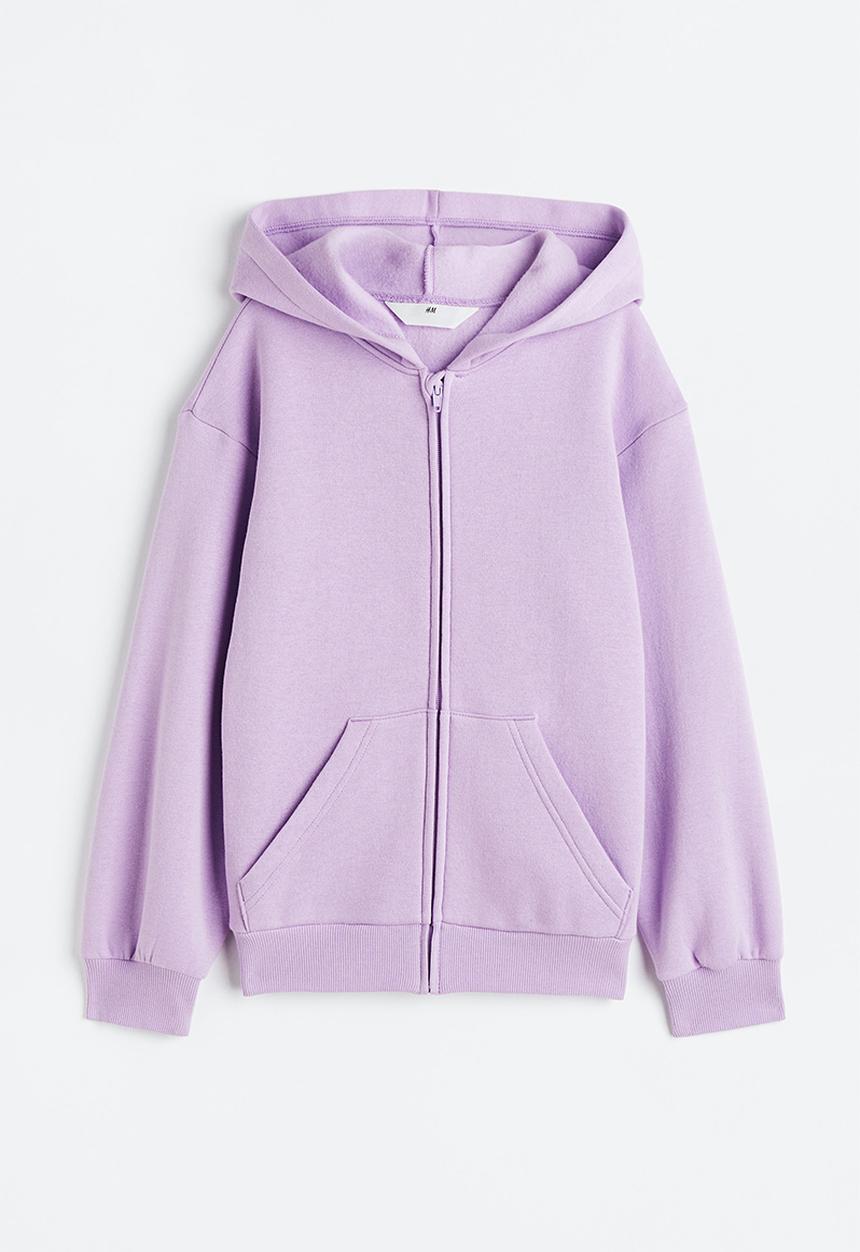 H&M - Oversized zip-through hoodie - light purple 