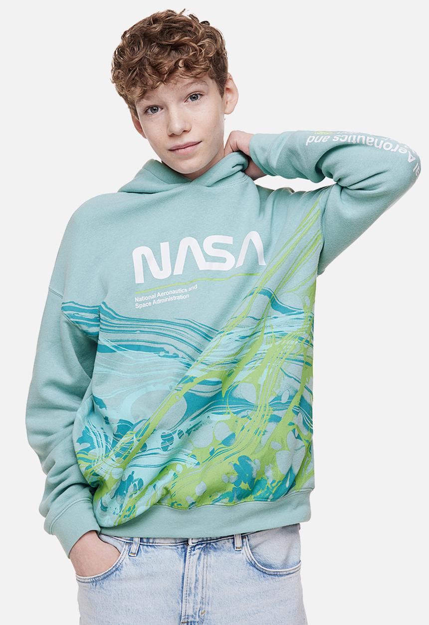 H&M - Printed hoodie - light turquoise / nasa 
