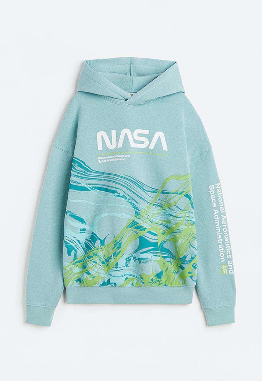 H&M - Printed hoodie - light turquoise / nasa 