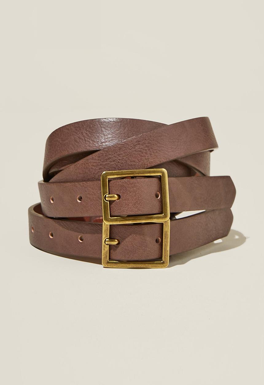 Rubi - Darcie double belt - tan & antique gold