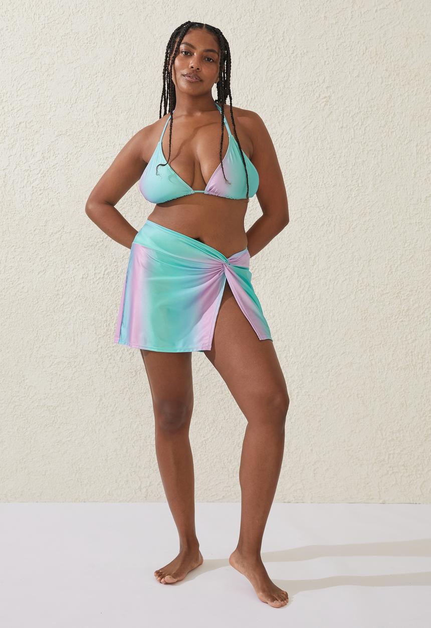 Cotton On - Plus twist front swim skirt - charlie ombre green shimmer
