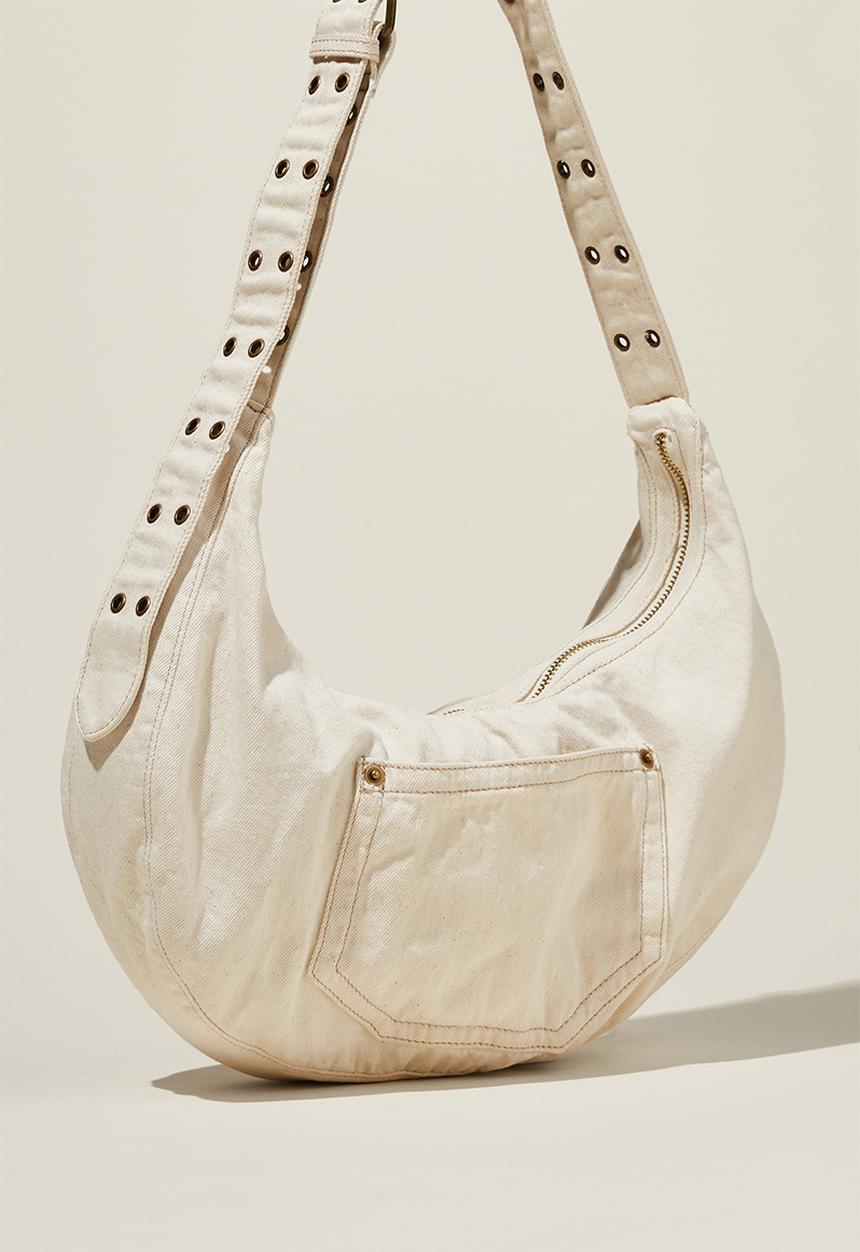 Rubi - Bowie crescent cross body bag - chalk denim