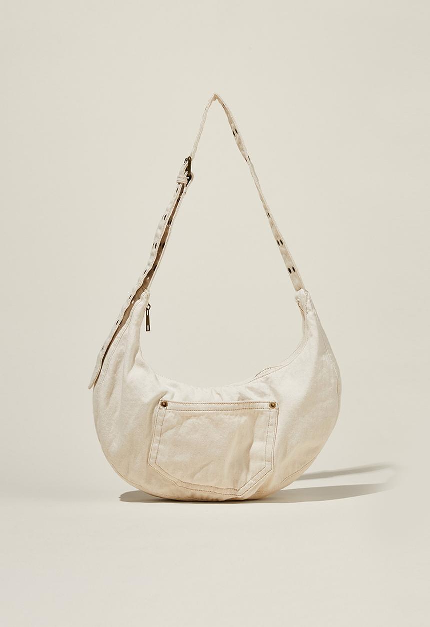 Rubi - Bowie crescent cross body bag - chalk denim