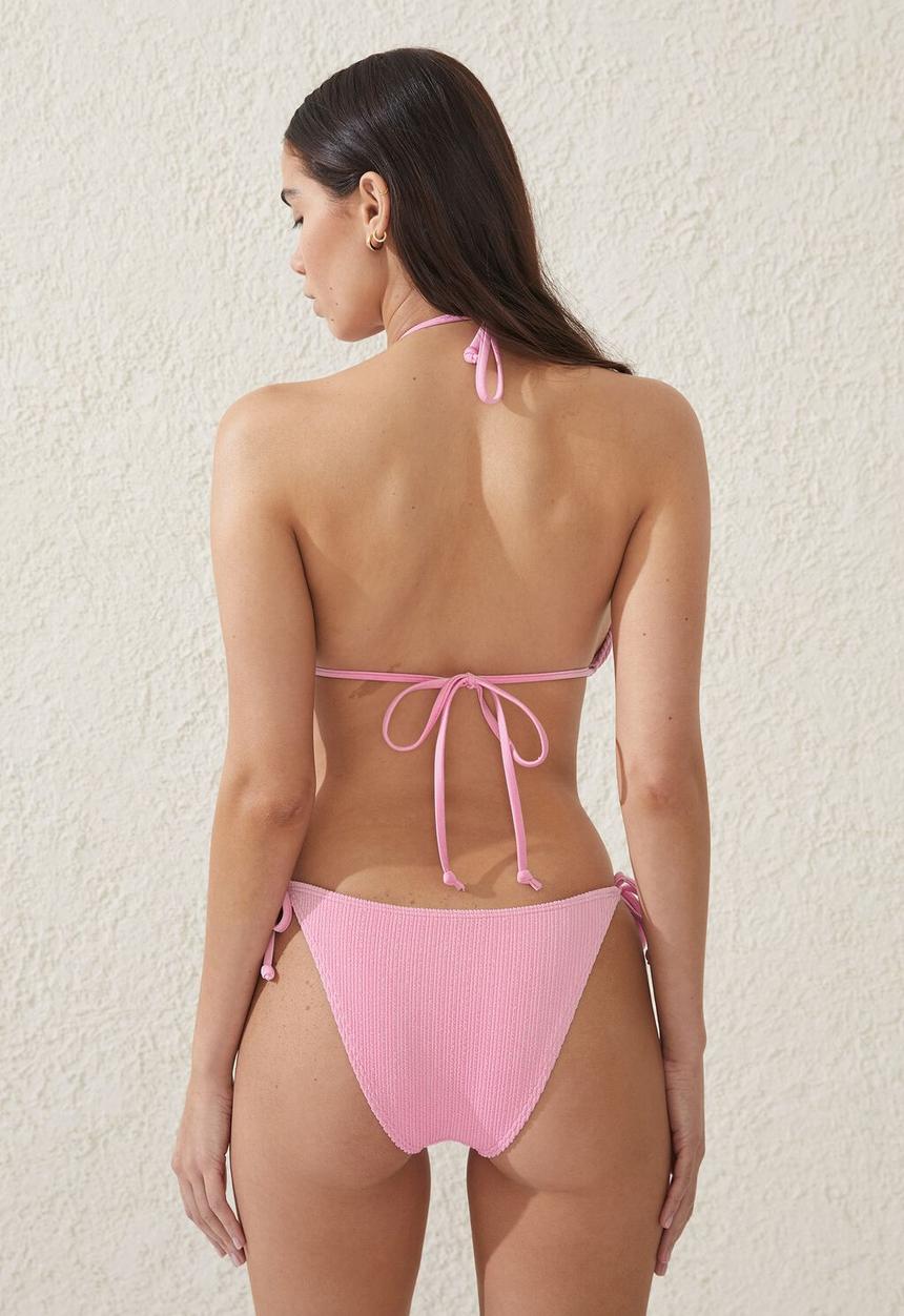 Cotton On - Slider triangle bikini top - pink fizz crinkle