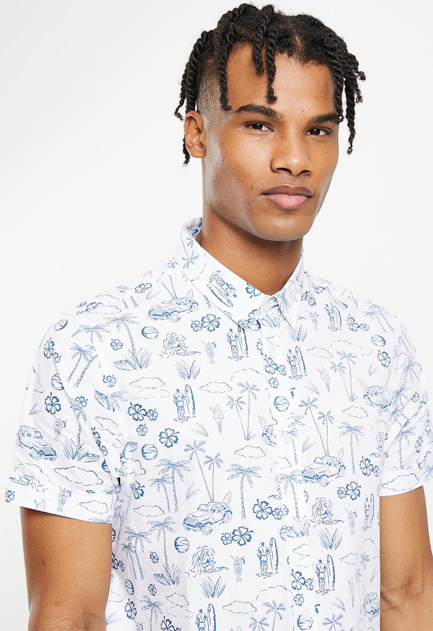 Brave Soul - Antonio shirt - optic white & ink
