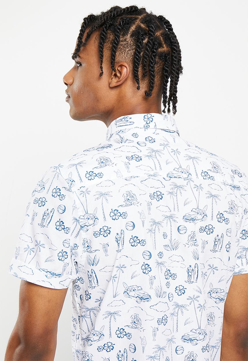 Brave Soul - Antonio shirt - optic white & ink