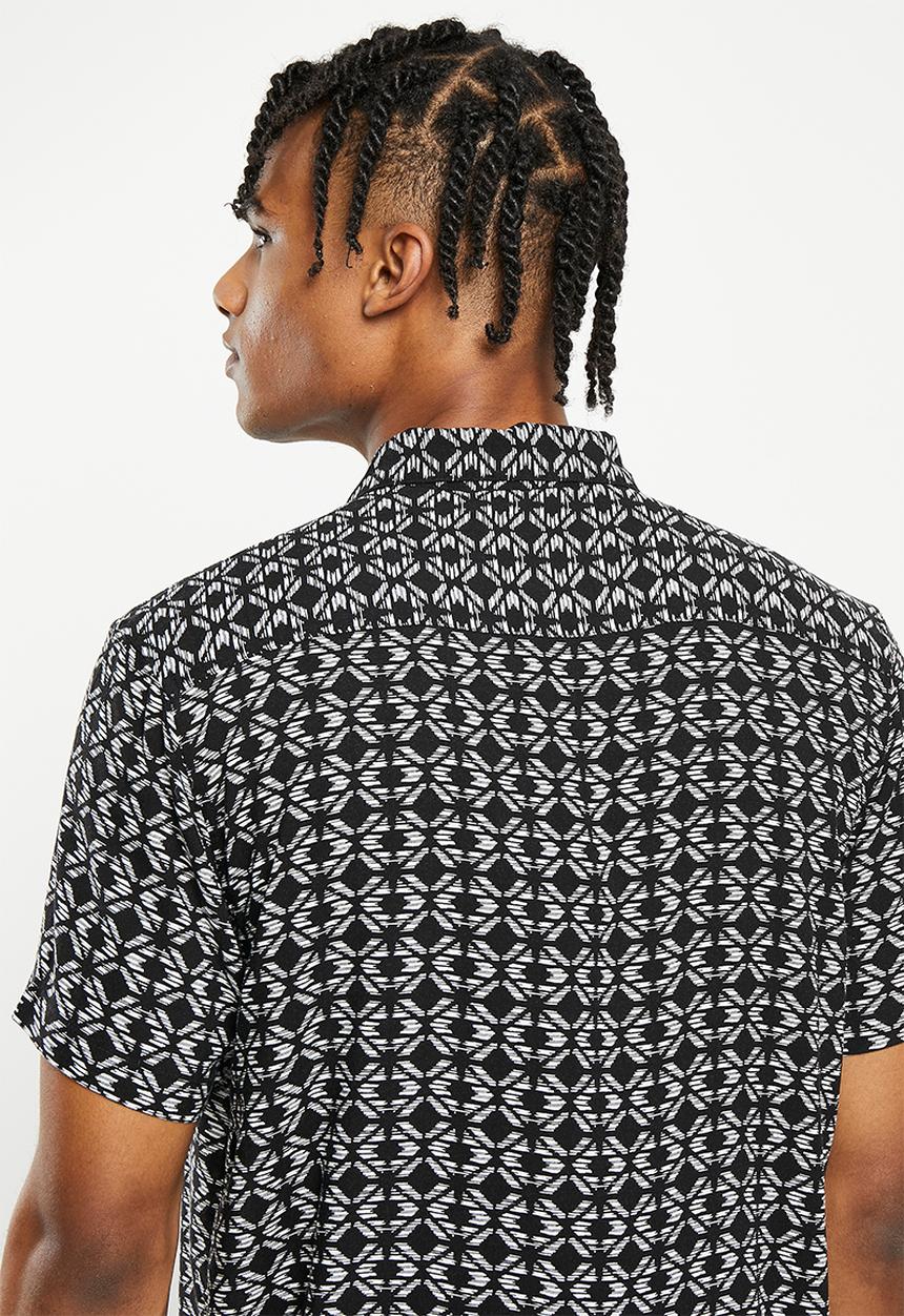 Brave Soul - Sketch shirt - jet black & white