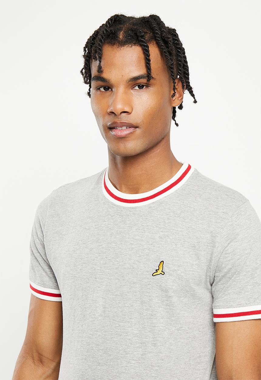 Brave Soul - Emb tee - light grey marl