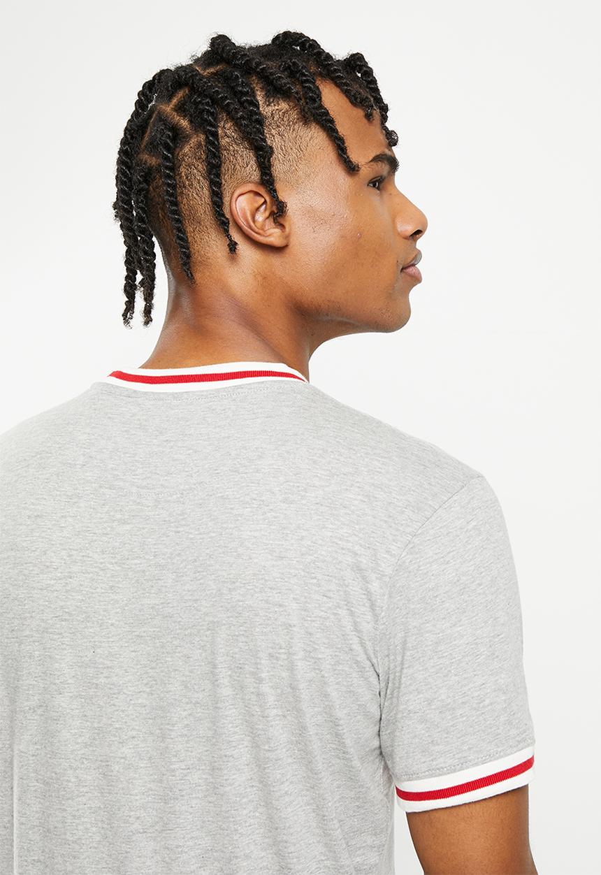 Brave Soul - Emb tee - light grey marl