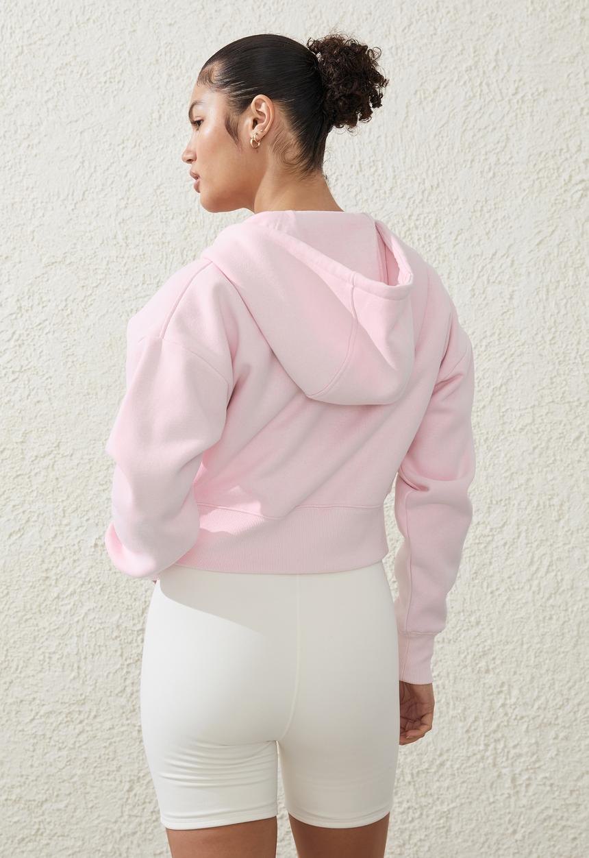 Cotton On - Plush cropped zip through - posie pink