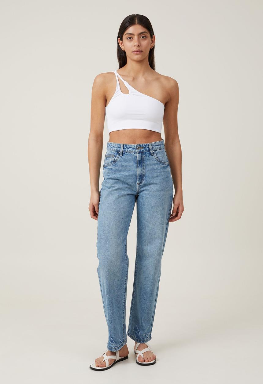 Cotton On - Belle one shoulder gathered crop - white