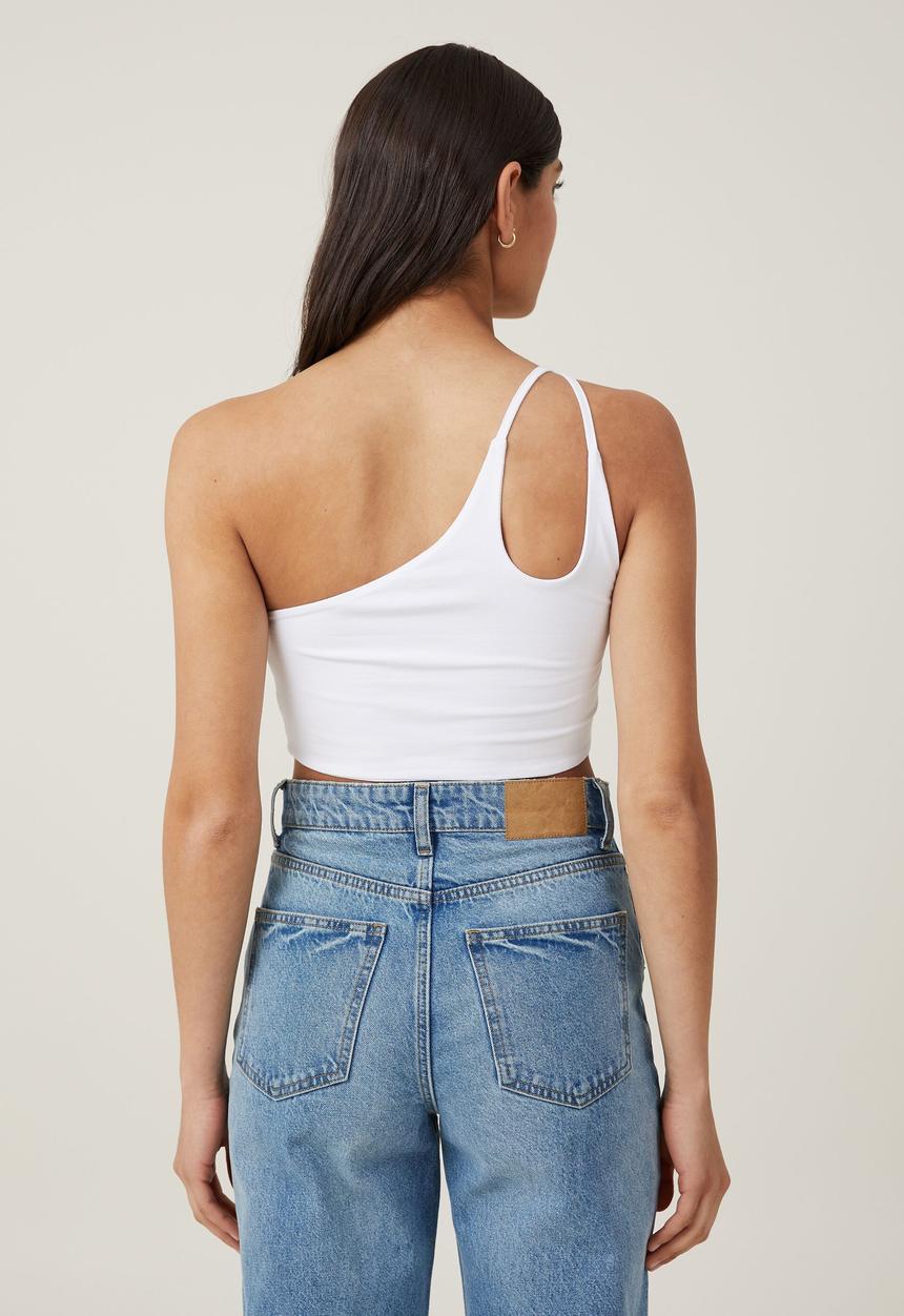 Cotton On - Belle one shoulder gathered crop - white