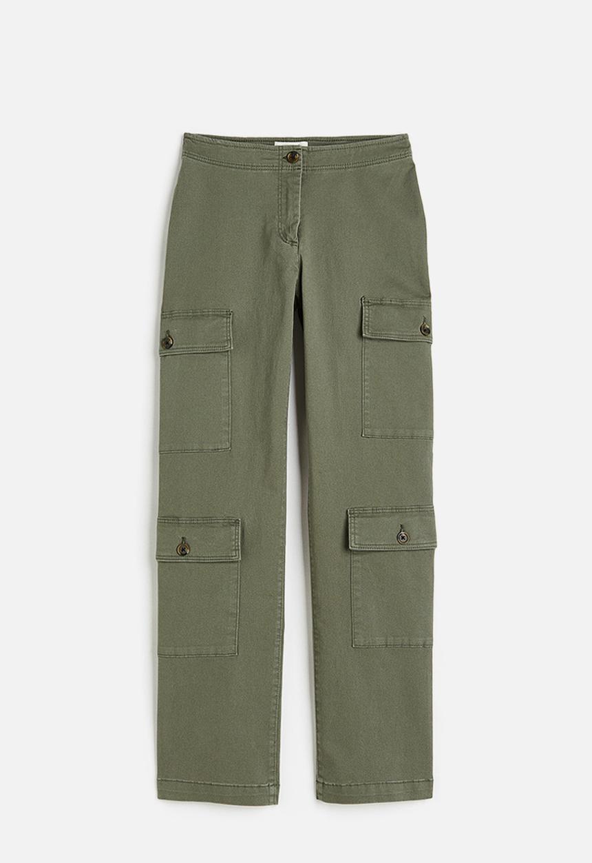 H&M - Cotton twill cargo trousers - khaki green 