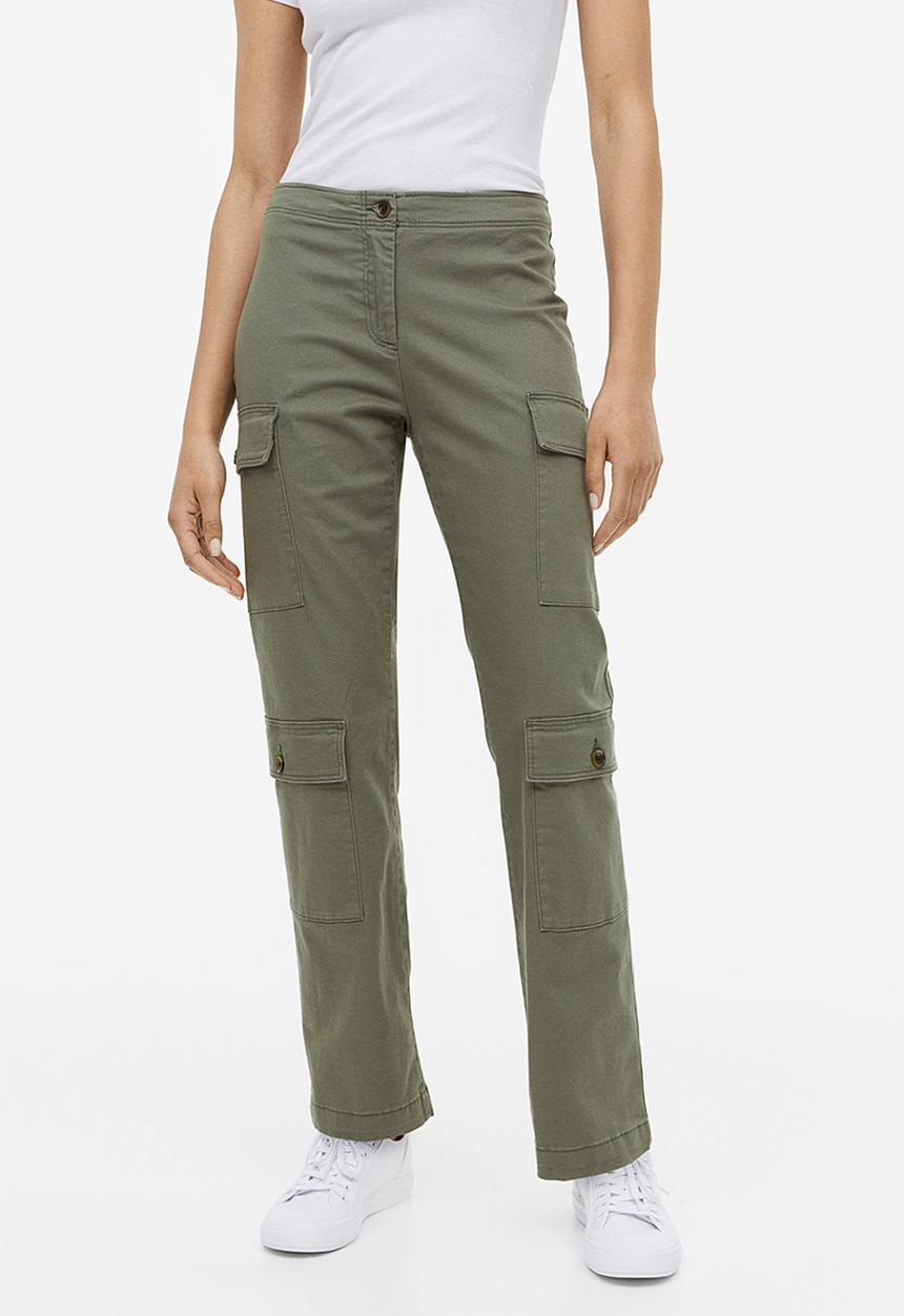 H&M - Cotton twill cargo trousers - khaki green 