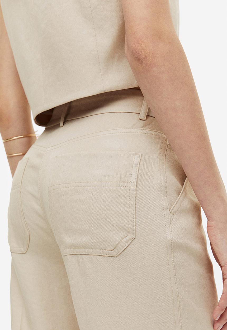 H&M - Straight trousers - light beige 