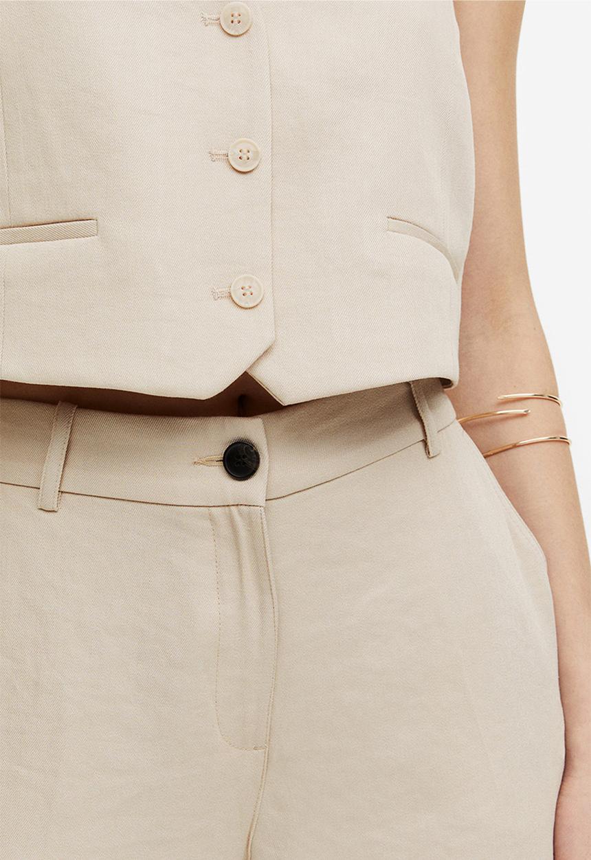 H&M - Straight trousers - light beige 