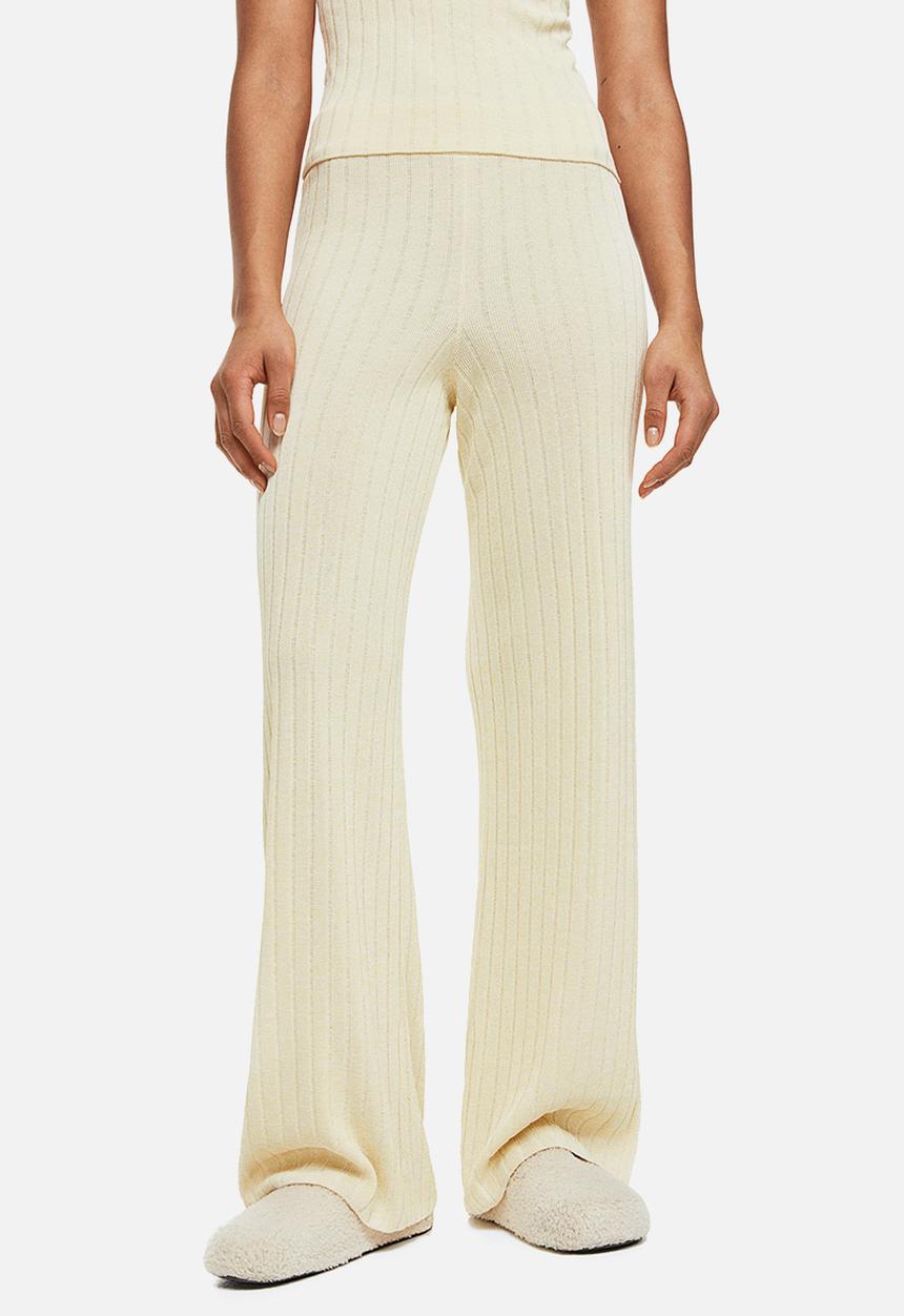 H&M - Rib-knit trousers - light beige