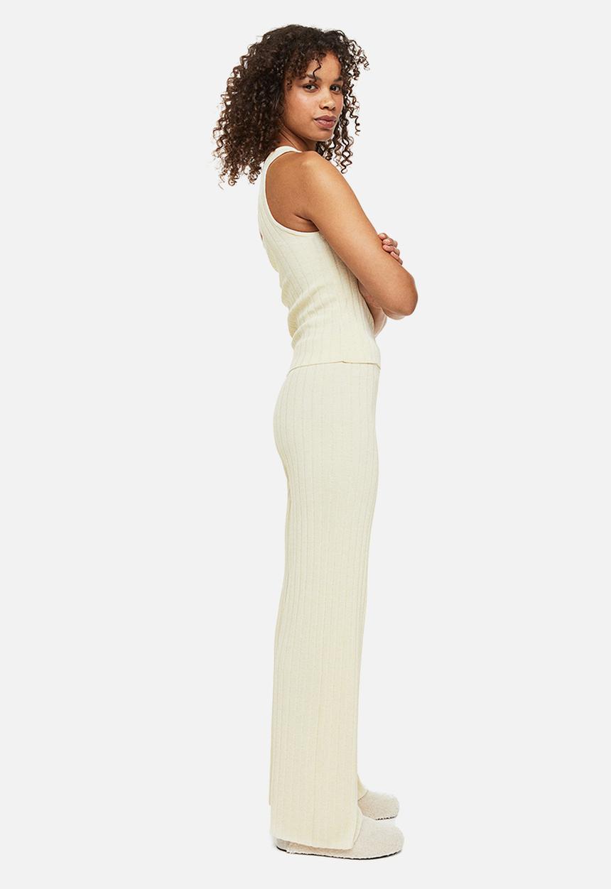 H&M - Rib-knit trousers - light beige