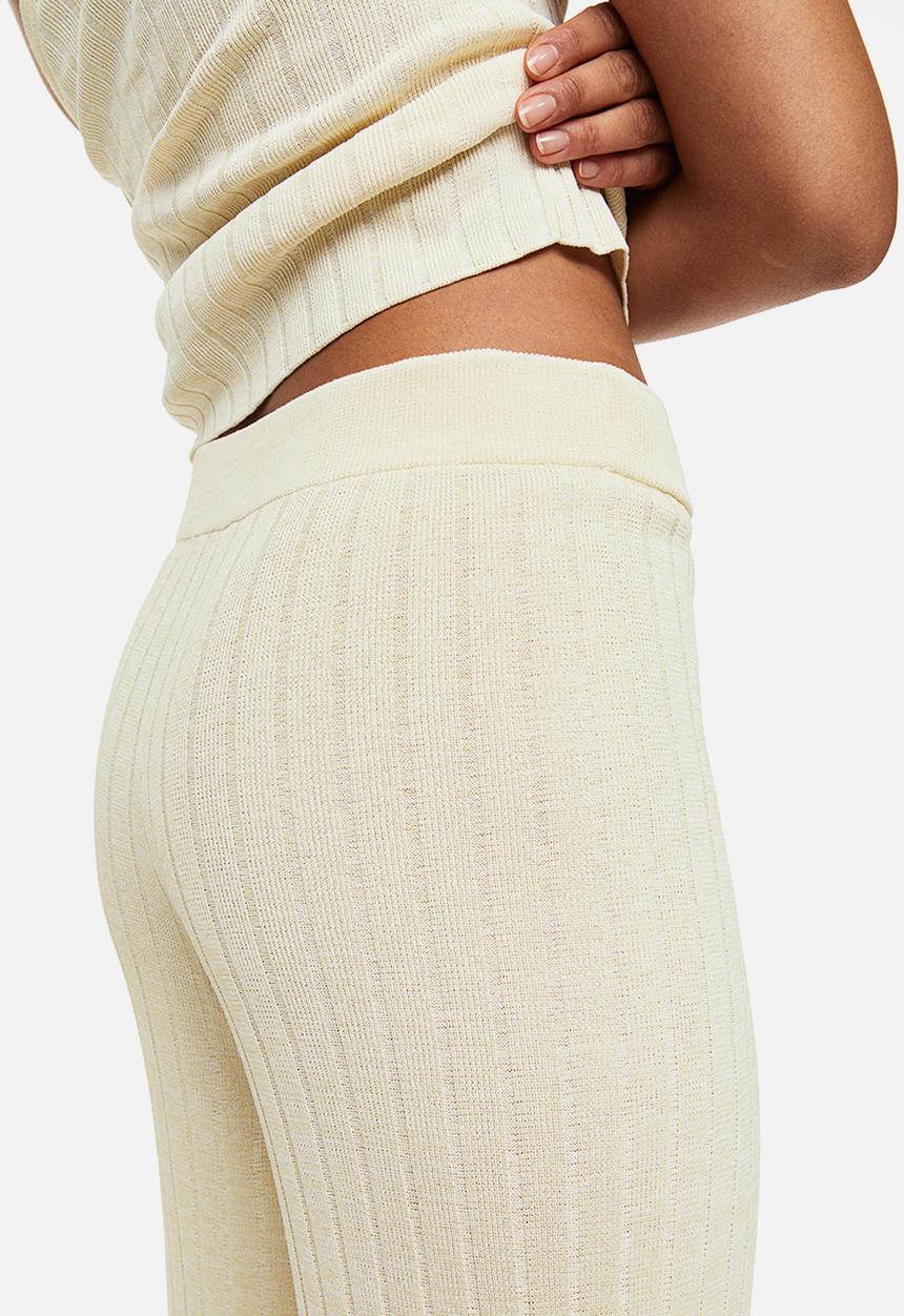 H&M - Rib-knit trousers - light beige