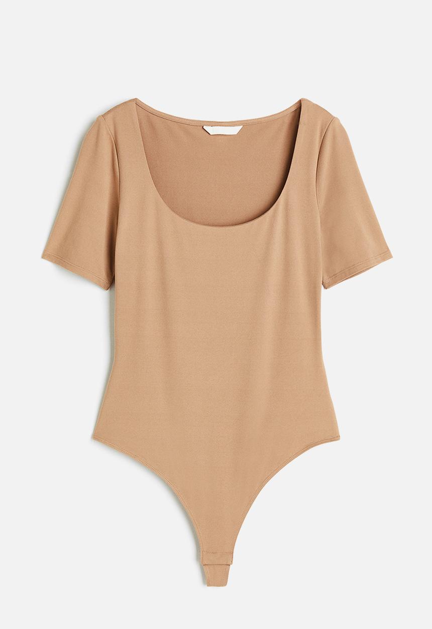 H&M - Short-sleeved thong body - beige