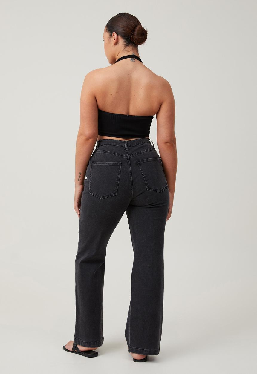 Cotton On - Plus curvy stretch bootleg flare jean - graphic black