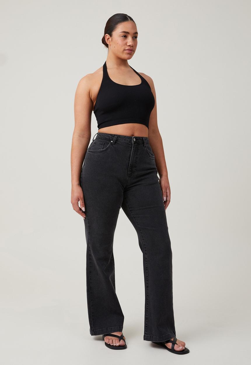 Cotton On - Plus curvy stretch bootleg flare jean - graphic black