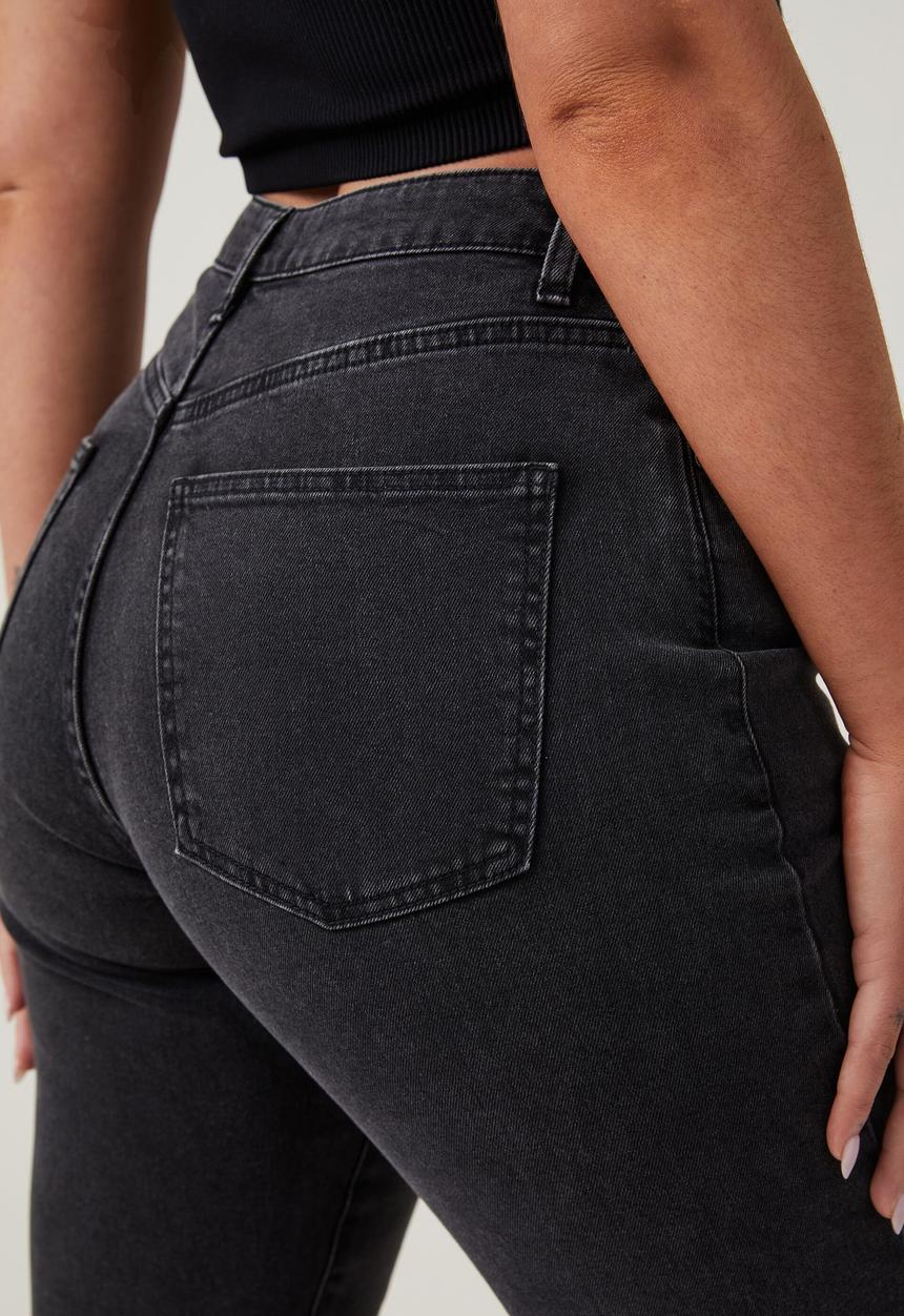 Cotton On - Plus curvy stretch bootleg flare jean - graphic black