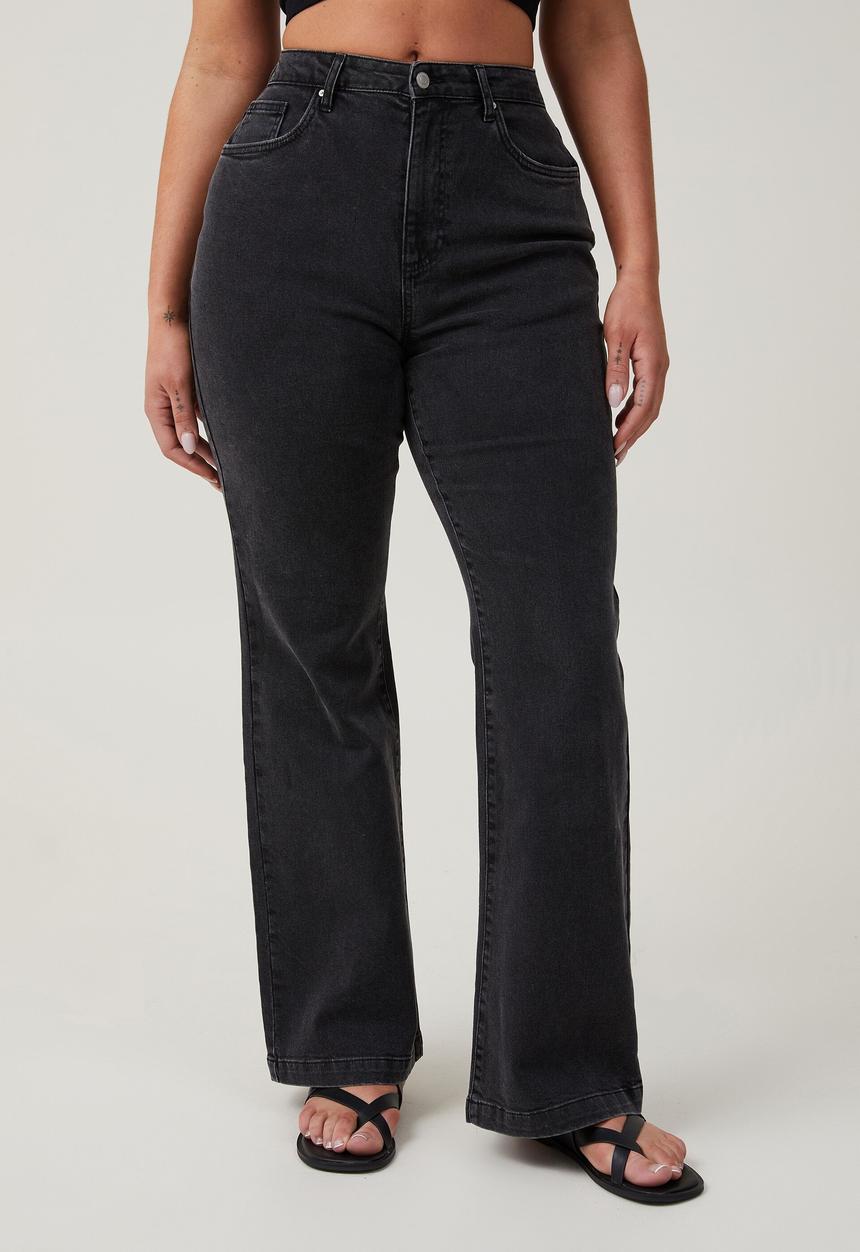 Cotton On - Plus curvy stretch bootleg flare jean - graphic black