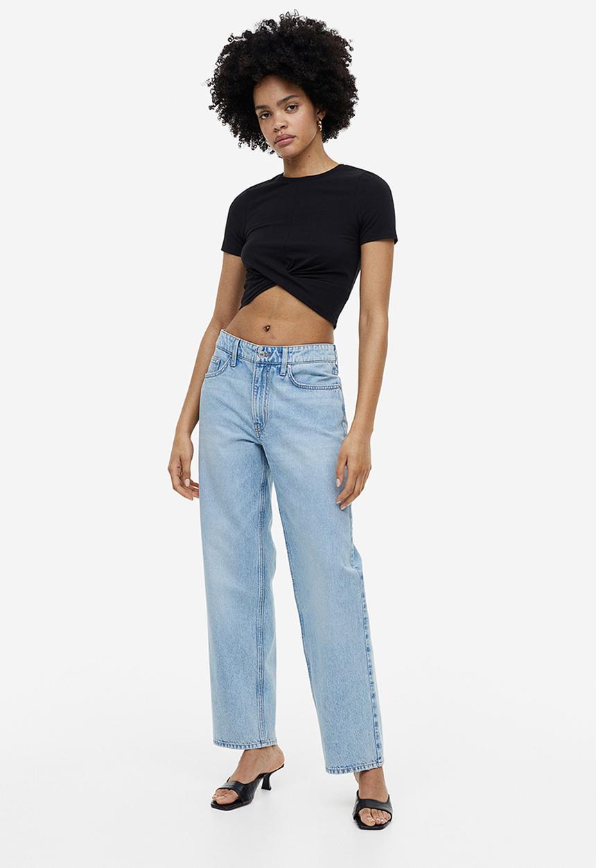 H&M - Wrap-detail jersey top - black