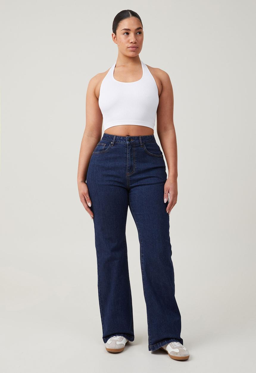Cotton On - Plus curvy stretch bootleg flare jean - rinse blue