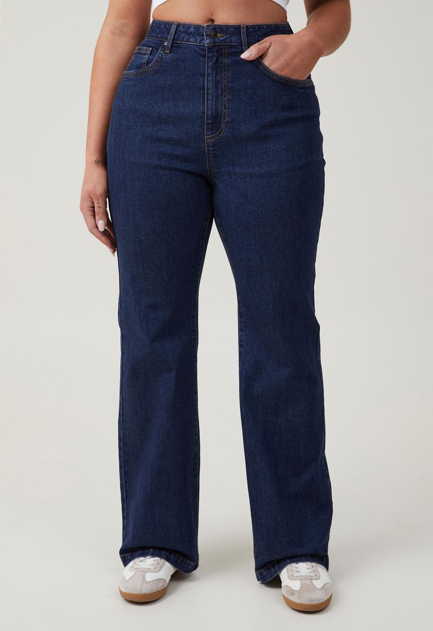Cotton On - Plus curvy stretch bootleg flare jean - rinse blue