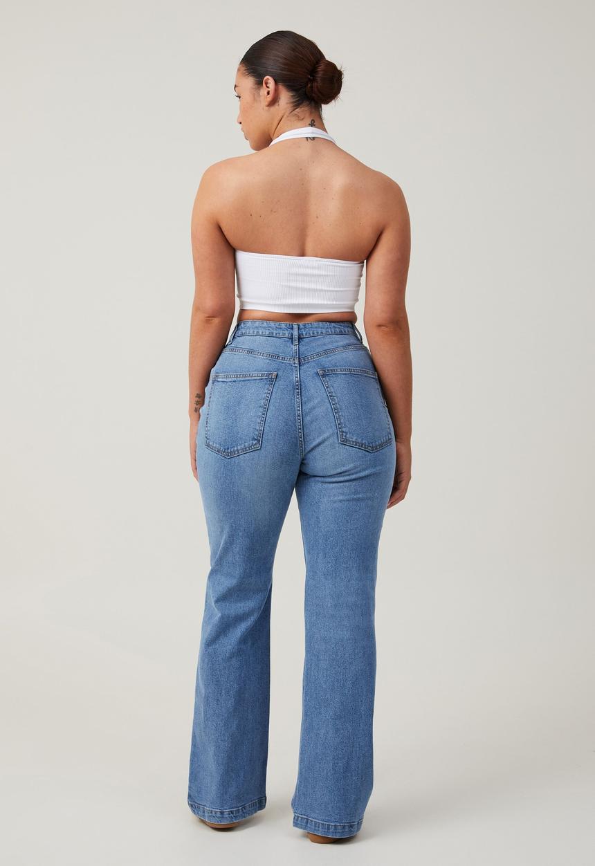 Cotton On - Plus curvy stretch bootleg flare jean - surfers blue