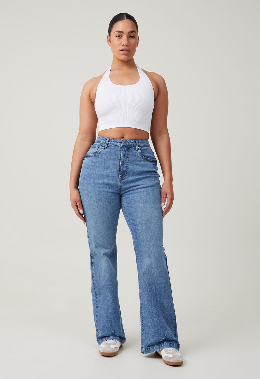 Cotton On - Plus curvy stretch bootleg flare jean - surfers blue