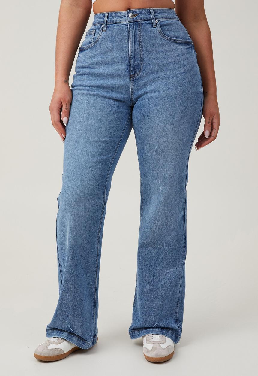 Cotton On - Plus curvy stretch bootleg flare jean - surfers blue