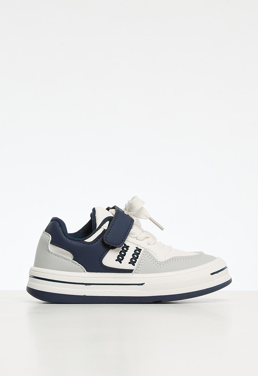 Pop Candy - Lace up velcro sneakers - blue & white