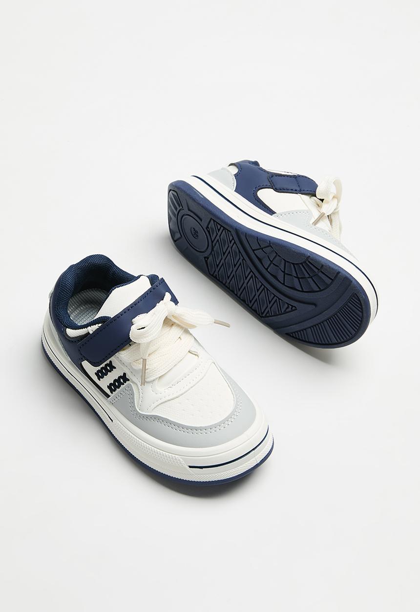 Pop Candy - Lace up velcro sneakers - blue & white