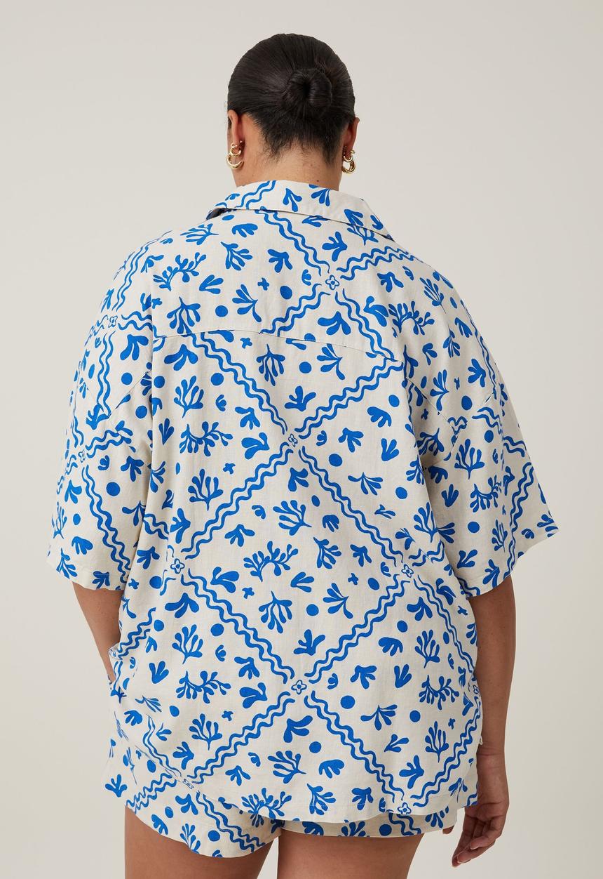 Cotton On - Plus haven short sleeve - blue coral border