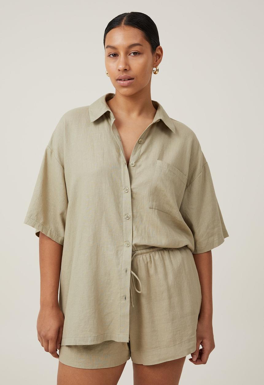 Cotton On - Haven short sleeve shirt - desert sage