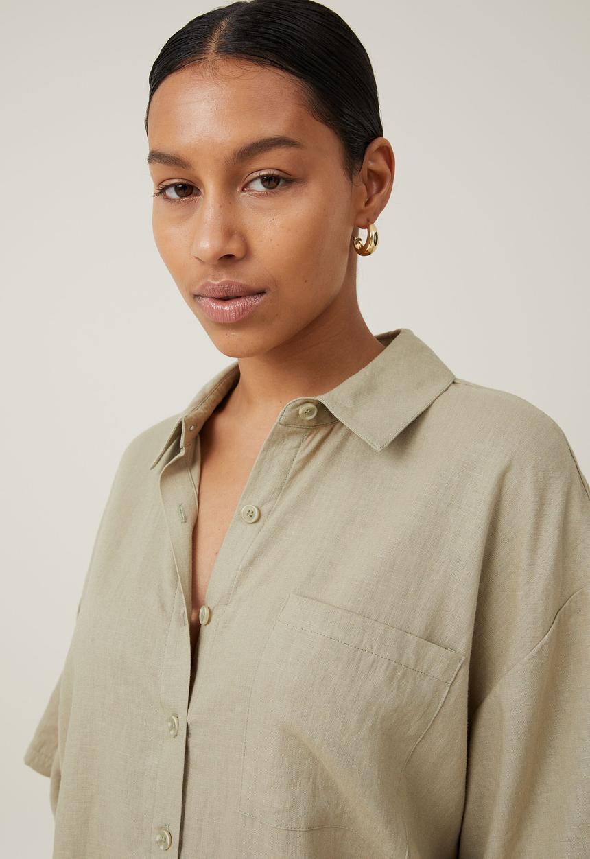 Cotton On - Haven short sleeve shirt - desert sage