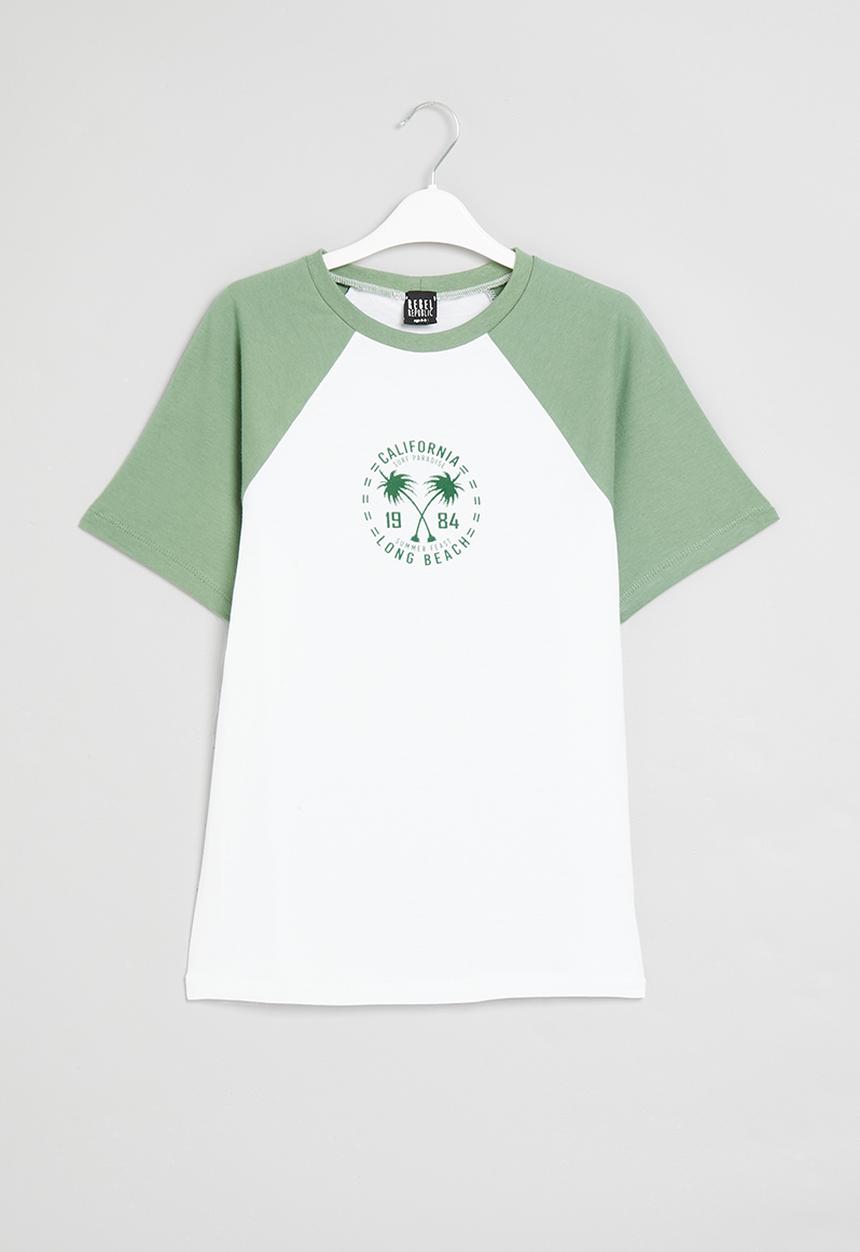 Rebel Republic - Printed tee - white & sage