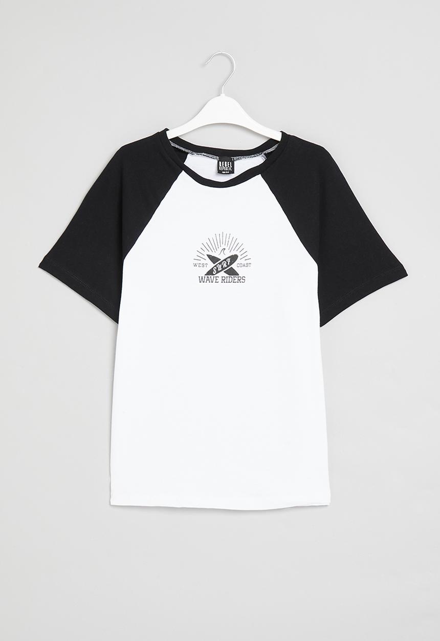 Rebel Republic - Older boys printed tee - white & black