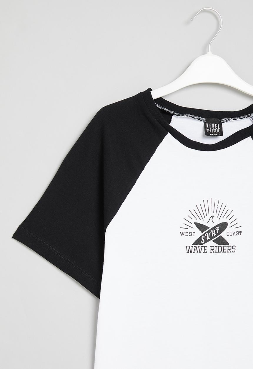 Rebel Republic - Older boys printed tee - white & black