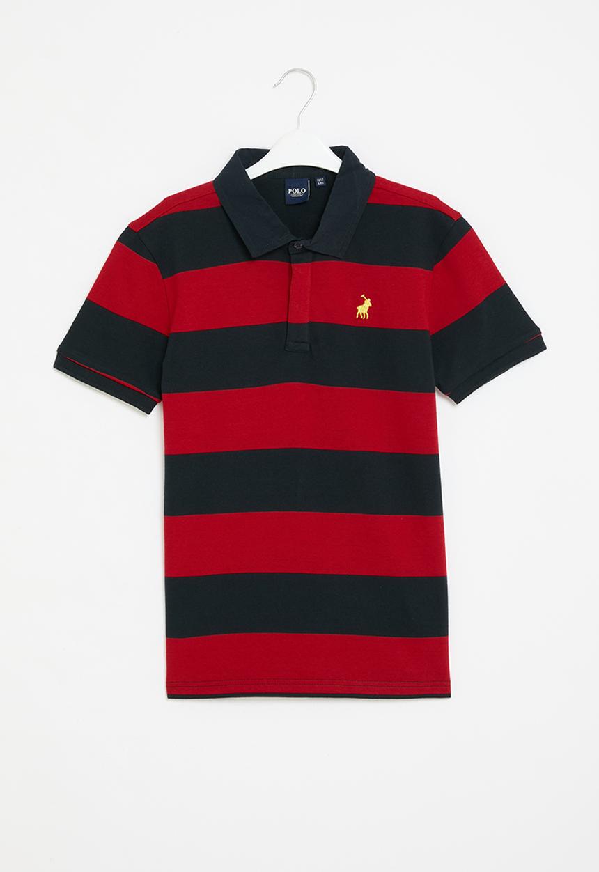 POLO - Boys layton striped golfer - red