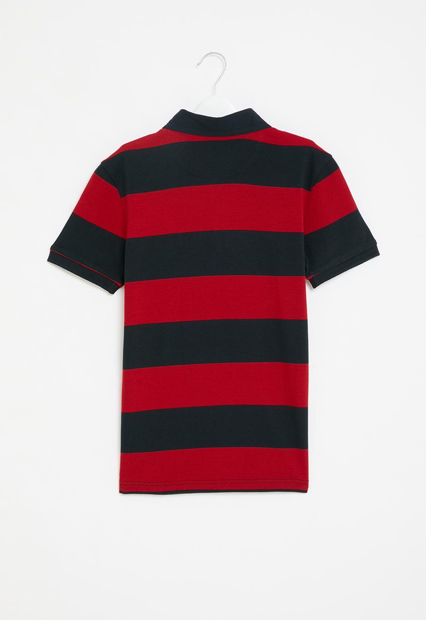 POLO - Boys layton striped golfer - red