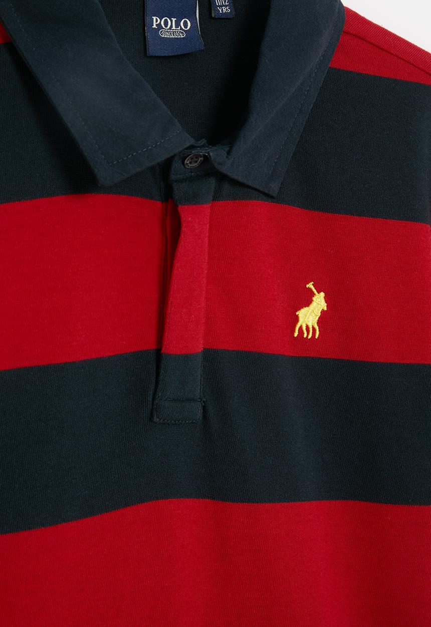 POLO - Boys layton striped golfer - red