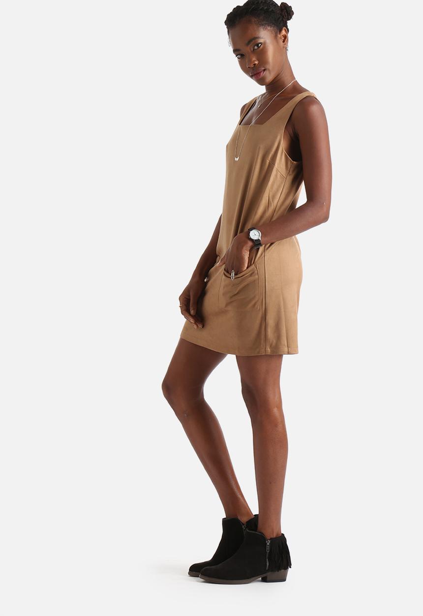 Influence. - Suedette Pinny Duo Pocket Shift Dress