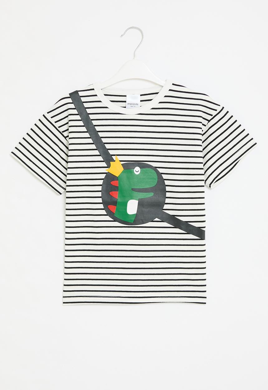 Pop Candy - Boys striped tee - black & white