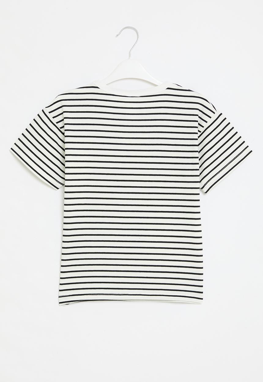 Pop Candy - Boys striped tee - black & white