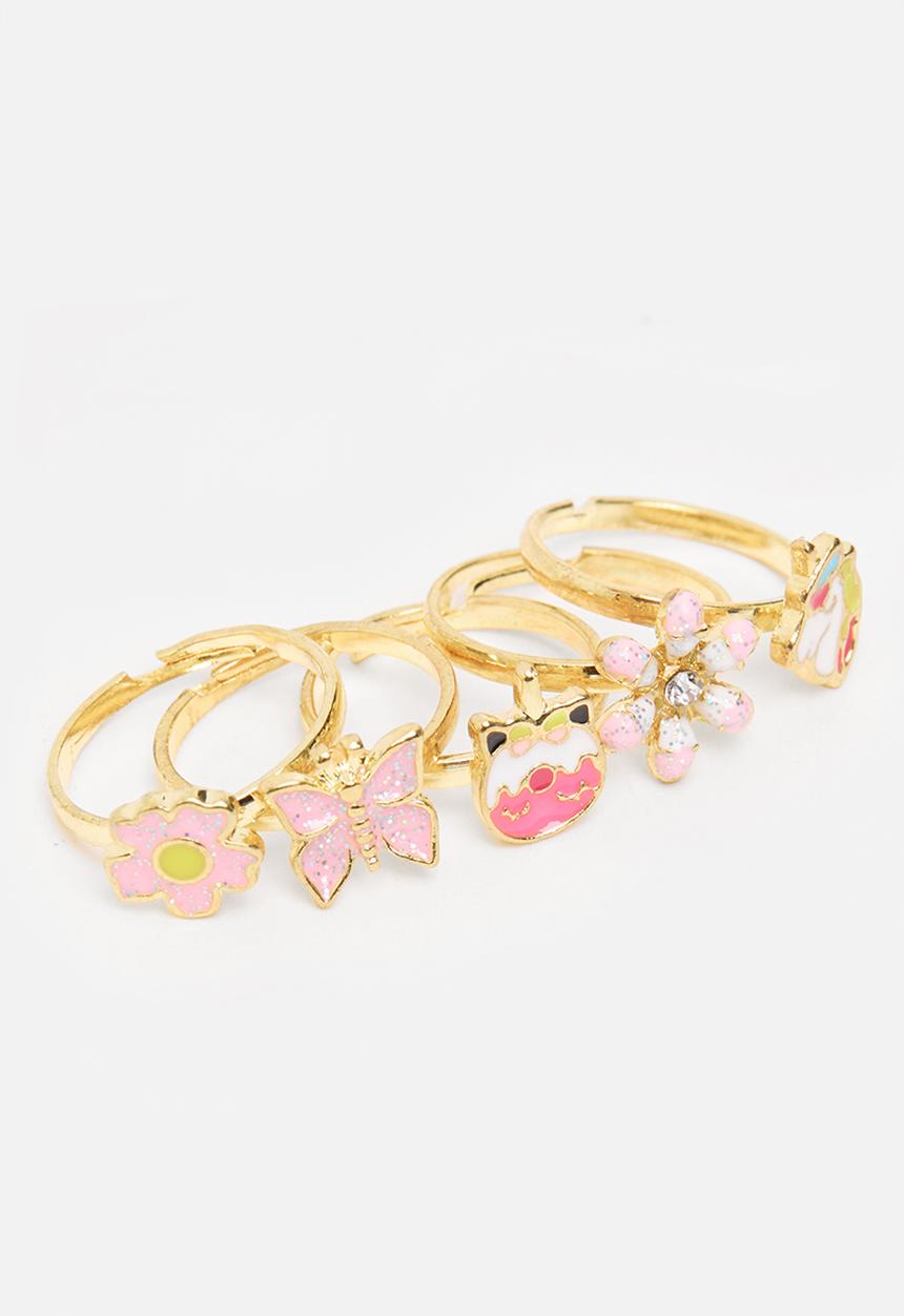 Pop Candy - Girls 5 pack rings - gold 