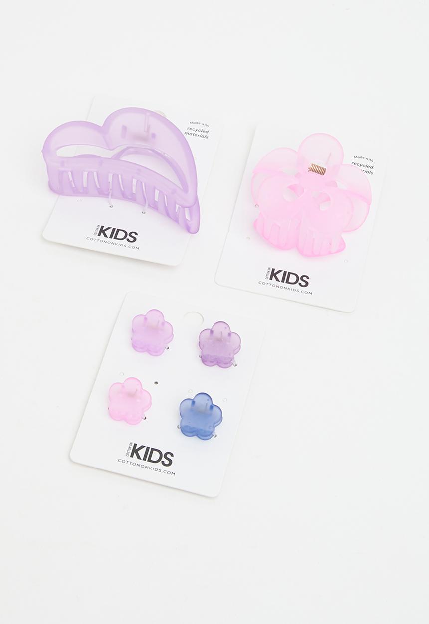 Cotton On - Large claw clip pack - flowers/heart
